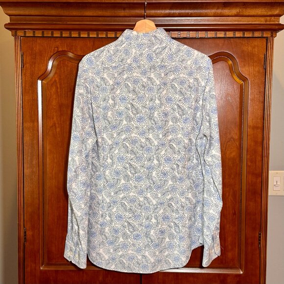 Men's Express Slim Performance Casual Button Down Shirt M White Blue - Picture 2 of 8